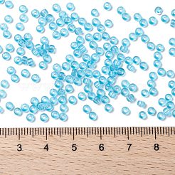 MIYUKIラウンドロカイユビーズ  日本製シードビーズ  8/0  （rr148)透明アクア  8/0  3mm  穴：1mm  約19000~20500個/ポンド&nbsp;SEED-G008-RR0148
