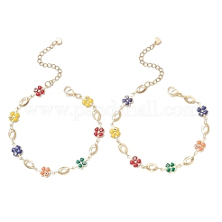 Браслеты-цепочки с латунной эмалью в виде клевера&nbsp;BJEW-JB13025