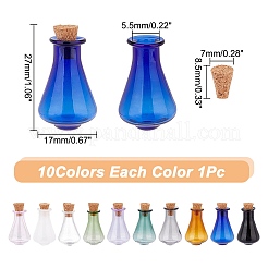 10 шт. 10-х цветные стеклянные пробковые бутылки&nbsp;AJEW-AR0001-85