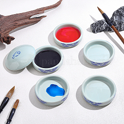 Keramik-Aquarellpalette mit Fischmuster und Deckel&nbsp;AJEW-WH0817-036