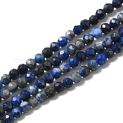 Нитки бусины из натурального ляписа-лазури G-F509-14-2mm
