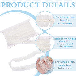 1 шт. полиэстерового плиссированного кружева с отделкой из золотистой металлической нити&nbsp;DIY-MA0006-64B