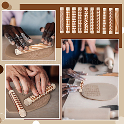 10 rouleau à pâtisserie en bois de 10 styles&nbsp;DIY-WH0308-835