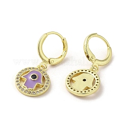 Серьги с подвесками из латуни хамса EJEW-Q797-10G-05