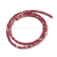 ナチュラルインペリアルジャスパービーズ連売り  染め  ラウンド  レッド  3.5x3mm  穴：0.6mm  約123~125個/連  15.1インチ〜15.3インチ（38.5~39cm）&nbsp;G-I248-03H