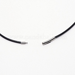 ポリエステルワックスコードネックレス作り  304ステンレススチール製バヨネット留め具付き  ステンレス鋼色  ブラック  51x0.2cm&nbsp;MAK-WH0009-05C-01