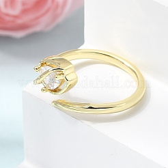 Offene Manschettenringe aus Messing mit Mikropavé und Zirkonia für Damen&nbsp;RJEW-L343-01G-02
