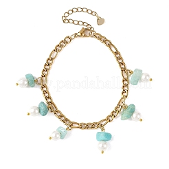 Pulseras de cadena Figaro de acero inoxidable 304 con borlas&nbsp;BJEW-JB14346-02