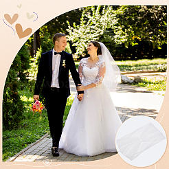 Полиэстеровая шаль на одно плечо для невесты&nbsp;AJEW-WH0596-365A