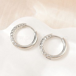 真鍮huggieフープピアス  ラウンド  ラックめっき  長持ちメッキ  カドミウムフリー＆鉛フリー  銀  17x2.5mm&nbsp;KK-CBA8A92-04P