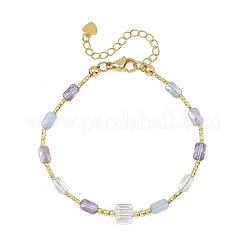 Armbänder aus galvanisiertem Glas und Messingröhrchen mit Farbverlauf&nbsp;BJEW-JB14501
