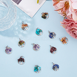 10 комплект из 6-х стилей подвесок из натурального и синтетического камня с крошкообразным узором&nbsp;G-HY0001-35