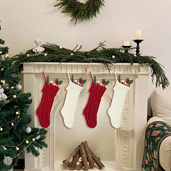 4 шт. 2-х цветные вязаные акриловые хлопчатобумажные мешочки для чулок&nbsp;AJEW-SP0004-02