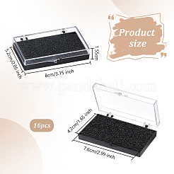 プラスチックバッジ収納ボックス  バッジギフトケース（黒いスポンジ付き）  長方形  5.2x8x1.55cm  内径：4.2x7.6のCM&nbsp;CON-WH0086-121A
