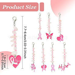4 pz ottobre nastro rosa per la consapevolezza del cancro al seno ciondolo in lega smaltata decorazione&nbsp;HJEW-YW00081-01