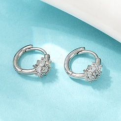 Латунные микро проложить серьги обруча кубического циркония EJEW-S277-07P