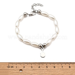 Браслеты с подвесками из нержавеющей стали 304 для женщин BJEW-C098-14P