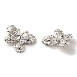 合金ペンダント  ガラスと  プラチナ  鉛フリー＆カドミウムフリー  バタフライチャーム  透明  19x24x6.5mm  穴：1.8mm&nbsp;PALLOY-K001-086P-01