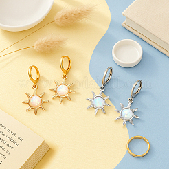 8 пара двухцветных серег-сережек с застежкой-молнией в виде солнца из сплава опалового цвета&nbsp;EJEW-HY0001-54
