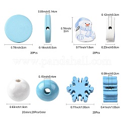 100шт 5 стиля бусины из натурального дерева WOOD-FS0002-40