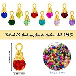 200 pz 10 colori pendenti in vetro craquelé&nbsp;PALLOY-SW0018-02