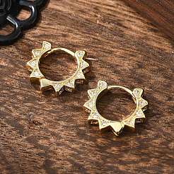 Серьги-кольца в форме солнца из прозрачного кубического циркония EJEW-P199-07G