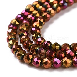 電気メッキガラスビーズセット  フルメッキ  多面カットラウンド  メッキブルゴーニュ  3x2.5mm  穴：0.7mm  約130~135個/連  33~36cm&nbsp;GLAA-H021-01B-FP10