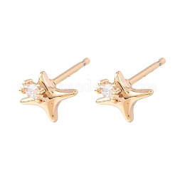 Серьги-гвоздики из латуни с прозрачным фианитом и прозрачным фианитом&nbsp;EJEW-L278-02G