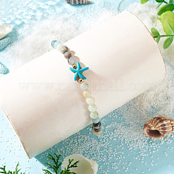 Bracelets de cheville ronds en perles d'amazonite&nbsp;AJEW-TA00060