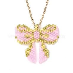 Бисер miyuki delica ткацкий станок узор бант подвеска ожерелья NJEW-MZ00097-01