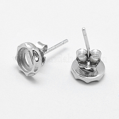 925スターリングシルバー製スタッドピアスパーツ  フラットラウンド  銀  7x1.5mm  トレイ：5mm  ピン：0.6mm&nbsp;STER-F032-06S