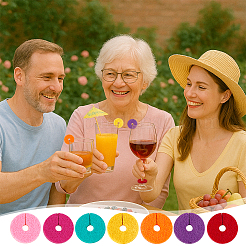 70 шт. 7-х цветные фетровые подвески для бокалов вина&nbsp;AJEW-PH0006-40A