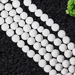 5 нити натуральных круглых бусин из лавового камня G-LT0001-02A-01