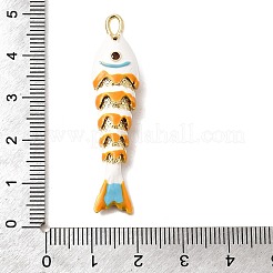 ラックメッキ真鍮チャーム  キュービックジルコニアエナメル  魚のチャーム  長持ちメッキ  鉛フリー＆カドミウムフリー  ホワイト  46x10.5x7.5mm  穴：4x2.5mm&nbsp;X-KK-A268-05G-C01