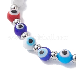 4 bracciale elastico con perline in vetro di Murano anti-malocchio&nbsp;BJEW-JB12290
