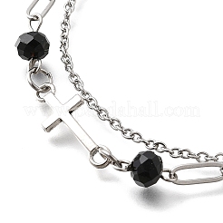 2 шт. 2 стиля браслетов из нержавеющей стали 304 с цепочкой и скрепками BJEW-JB12331