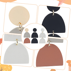 3 пара сережек-гвоздиков из полимерной глины в двух стилях с булавками из хирургической нержавеющей стали 316 EJEW-AN0004-28