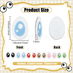 72 par de parches de tela para coser con fieltro de ojos de 6 colores&nbsp;PATC-NB0001-70