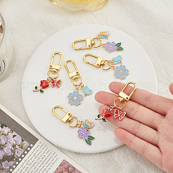 2 комплект подвесных украшений в виде цветов и бабочек из эмали&nbsp;HJEW-WR0001-01