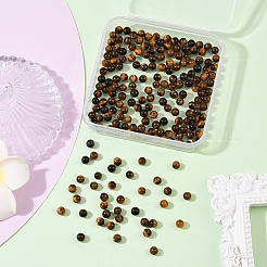 200 шт. круглые бусины из натурального тигрового глаза&nbsp;G-SP0001-21A