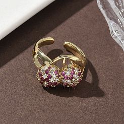 Латунные микро проложить манжеты кольца кубического циркония&nbsp;RJEW-H256-14G-02