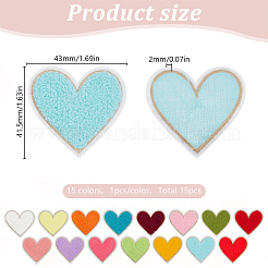 15 Stück 15 Farben Handtuch Stickerei Stil Baumwolle zum Aufbügeln/Aufnähen Patches&nbsp;DIY-HY0002-32