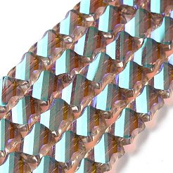 Граненые нити из прозрачных стеклянных бусин с гальваническим покрытием GLAA-G092-A02