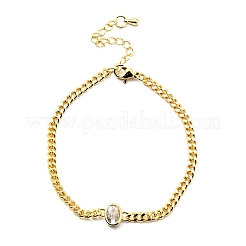 Браслет с кубическим цирконием и овальными звеньями с цепочками BJEW-A127-05G