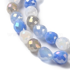 電気メッキガラスビーズ連売り  多面カットティアドロップ  虹メッキ  コーンフラワーブルー  4.5~5x4mm  穴：0.8mm  約100個/連  18.31~18.70''（46.5~47.5センチメートル）&nbsp;GLAA-B013-01H