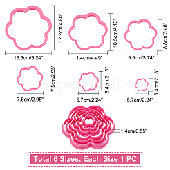 耐熱皿型セット  耐熱皿ツール  花  ショッキングピンク  3.75~13.5x3.5~12.2x1.4cm  6個/セット&nbsp;DIY-WH0215-62