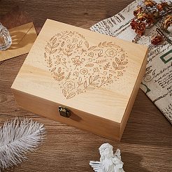 Прямоугольные деревянные коробки на память с крышками CON-WH0101-003