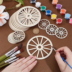 40 шт. 2 стиля незаконченных пустых деревянных подвесок в виде колес для художественной росписи HJEW-OC0001-44