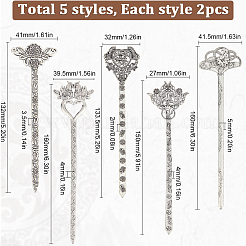 10 шт. 5 стиля закладки из сплава в тибетском стиле с цветочным узором FIND-SC0009-02