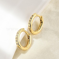 Латунные серьги-кольца из прозрачного кубического циркония&nbsp;LS-EJEW-D311-145G